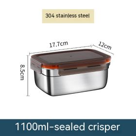 Stainless Steel Crisper Sealed Refrigerator Freezing Storage Box (Option: 1100ml)