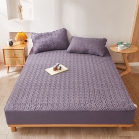 Cotton Clip Bed Hat Simple Solid Color Hotel Simmons All-inclusive Bed Cover (Option: Purple-150cmx200cm)