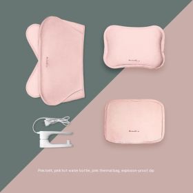 Rechargeable Hand Warmer Belly Cute Plush Explosion-proof Heating Pad Electric Hot Water Bag (Option: Pink Handbag And Belt)