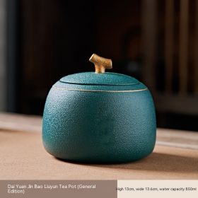 Tea Pot Ceramic Empty Can Storage Sealed Household (Option: Dark Green Jinbao Tea Canister-230g)