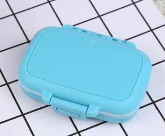 Portable Mini Three-compartment Small Medicine Box (Option: Sky Blue-80X65X25mm)