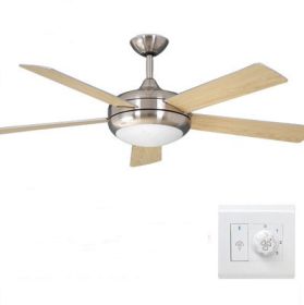 American Simple Light Luxury Home Wood Leaf Fan (Option: Silver-52inch dual control)