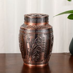 Household High-end Sealed Large Capacity Tea Caddy Crafts Ornaments (Option: Red Copper)