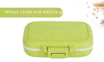 Portable Mini Three-compartment Small Medicine Box (Option: Wheat Straw Matcha Green-80X65X25mm)