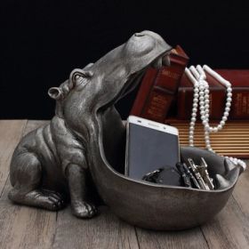 Hippo Decoration Creative Home Living Room Shoe Cabinet Sundries Organizer Ornament (Option: Retro Silver 30 Wide)