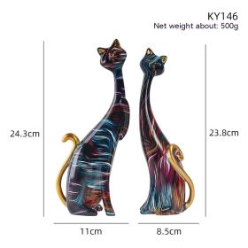 Creative Decoration Crafts Colorful Cat Home Ornaments (Option: KY146 Stripes)