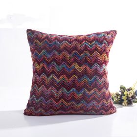 Blended Wool Stripes Knitted Cushion Cover Without Core (Option: Red-45x45cm)