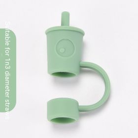 Silicone Straw Dust Plug Simple Cute Milk Tea Shape (Color: Green)