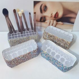 Cosmetic Brush Large Hole Transparent Eyebrow Pencil Eyeliner Storage Box (Option: Pink Blue Bottom Right-135555cm)