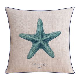 Classical Style Seaweed Starfish Pillow Thick Cotton Linen Sofa Cushion Cover (Option: XH0076-45X45cm Without Core)