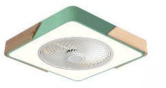 Rotating Air Guide Electric Hanging Fan Lamp (Option: Square green-Us Standard 110V)