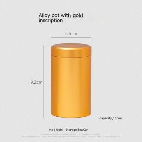 Titanium Aluminum Alloy Tea Box Storage Portable Small Tea Jar (Option: Gold-55x92mm)