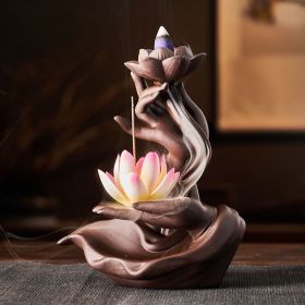 1pc Reversible Lotus Floral Aromatherapy Furnace Purple Sand Ornament (Items: Small-Pink Lotus, Style: Single Furnace)