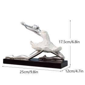 NORTHEUINS Resin Ballet Dancer Figurines for Interior Art Girl Statue Home Living Room Bedroom Entrance Display Decor Accessorie (Color: C Silver)