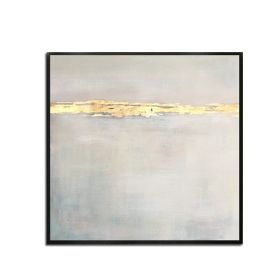 Handmade Gold Foil Abstract Oil Painting Top Selling Wall Art Modern White Color Picture Canvas Home Decor For Living Room No Frame (size: 120x120cm)