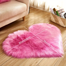 1pc Heart-Shaped Faux Sheepskin Area Rug - Soft and Plush Carpet for Home, Bedroom, Nursery, and Kid's Room - Perfect for Home Decor and Comfort (Color: Rose Red, size: 19.69*23.62inch)