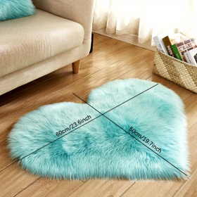 1pc Heart-Shaped Faux Sheepskin Area Rug - Soft and Plush Carpet for Home, Bedroom, Nursery, and Kid's Room - Perfect for Home Decor and Comfort (Color: Light Blue, size: 19.69*23.62inch)