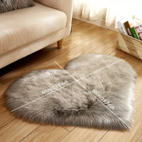 1pc Heart-Shaped Faux Sheepskin Area Rug - Soft and Plush Carpet for Home, Bedroom, Nursery, and Kid's Room - Perfect for Home Decor and Comfort (Color: Grey, size: 19.69*23.62inch)