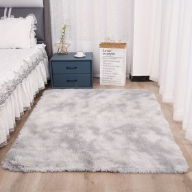 1pc, Tie-Dyed Plush Shag Furry Area Rug for Bedroom, Living Room, Nursery, and Kids Room - Ultra Soft and Fluffy, Washable, Non-Shedding (Color: Tie-dye Light Gray, size: 35.4*59.1 inch)