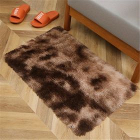 1pc, Tie-Dyed Plush Shag Furry Area Rug for Bedroom, Living Room, Nursery, and Kids Room - Ultra Soft and Fluffy, Washable, Non-Shedding (Color: Tie-dye Brown, size: 23.62*47.24inch)