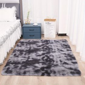 1pc, High Pile Tie-Dyed Shaggy Rug for Living Room and Bedroom - Fire Retardant, Machine Washable, Anti-Skid, Faux Fur (Color: Tie-dye Dark Gray, size: 47.24*62.99inch)