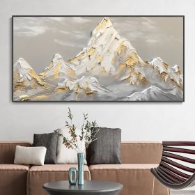 Hand Painted Oil Painting White Snow Mountain Art On Canvas Gold Leaf Texture Painting Abstract Landscape Oil Painting Wabi Sabi Wall Art Minimalism S (Style: 1, size: 70x140cm)