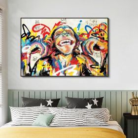 Hand Painted Oil Painting Abstract Portrait Wall Art Hand painted-Laughing Monkey Oil Paintings On Canvas-Hand Made Wall Graffiti-For Home Decoration (Style: 1, size: 100X150cm)