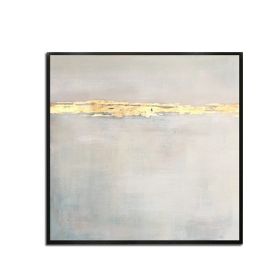 Handmade Gold Foil Abstract Oil Painting Top Selling Wall Art Modern White Color Picture Canvas Home Decor For Living Room No Frame (size: 80x80cm)