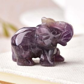 1PC Natural Crystal Amethyst Elephant Obsidian Animals Stone (Color: Amethyst, size: 1.5inch)