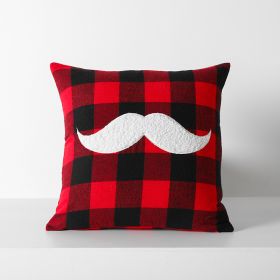 Christmas Red Black Plaid Embroidered Cushion Cushion Cover Without Core (Option: Picture Color-Christmas Beard 45 X45cm)