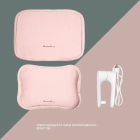 Rechargeable Hand Warmer Belly Cute Plush Explosion-proof Heating Pad Electric Hot Water Bag (Option: Pink Handbag Edition)