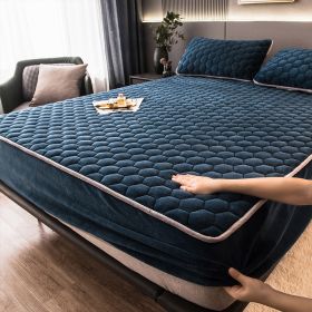 Crystal Pile Clip Cotton Bed Bonnet Thickened Coral Pile Bed Cover In Autumn And Winter (Option: Cotton clip. Moonlight blue-150x200cm and30cm)