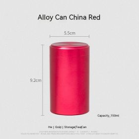 Titanium Aluminum Alloy Tea Box Storage Portable Small Tea Jar (Option: Red-55x92mm)