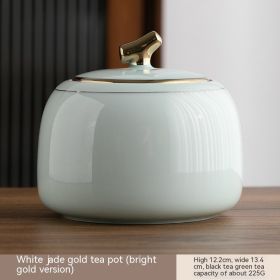 Tea Pot Ceramic Empty Can Storage Sealed Household (Option: White Jade Jinbao Tea Canister-230g)