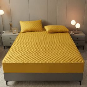 Cotton Clip Bed Hat Simple Solid Color Hotel Simmons All-inclusive Bed Cover (Option: Yellow-180cmx200cm)