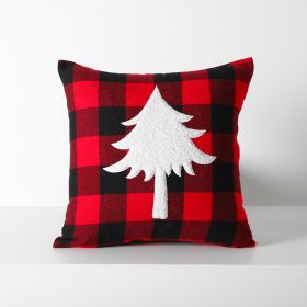 Christmas Red Black Plaid Embroidered Cushion Cushion Cover Without Core (Option: Picture Color-Tree 45x45cm)