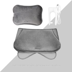 Rechargeable Hand Warmer Belly Cute Plush Explosion-proof Heating Pad Electric Hot Water Bag (Option: Gray Belt Edition)