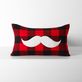 Christmas Red Black Plaid Embroidered Cushion Cushion Cover Without Core (Option: Picture Color-Christmas Beard 30 X50cm)