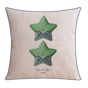 Classical Style Seaweed Starfish Pillow Thick Cotton Linen Sofa Cushion Cover (Option: XH0078-45X45cm Without Core)