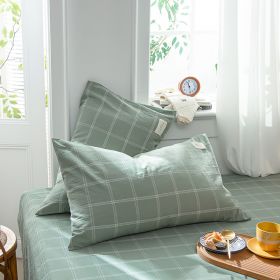 Pastoral Style Full Cotton Pillowcase (Option: Plaid Green-40x60cm)