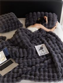 Polyester Carpet Rabbit Bubble Velvet Thickened Nap Blanket Quilt (Option: Graphite Gray-180 × 200cm)